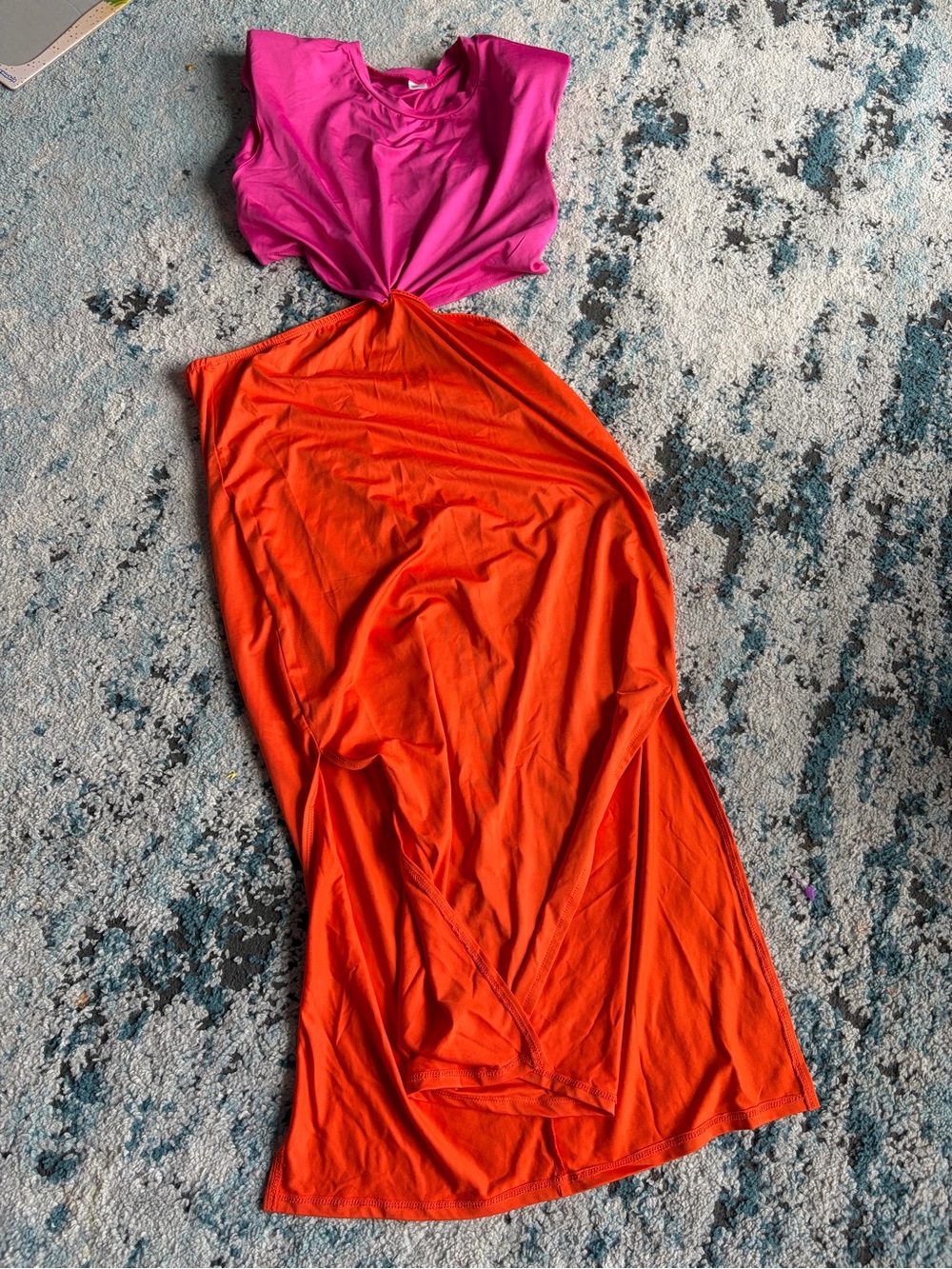 Amazon Pink & Orange Colorblock Maxi Dress